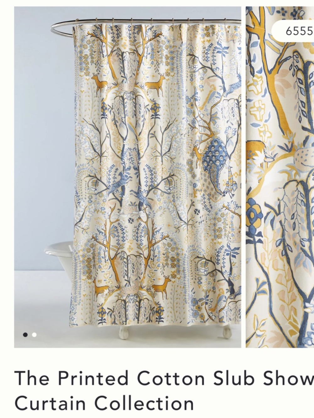 Anthropologie Printed Cotton Slub Shower Curtain